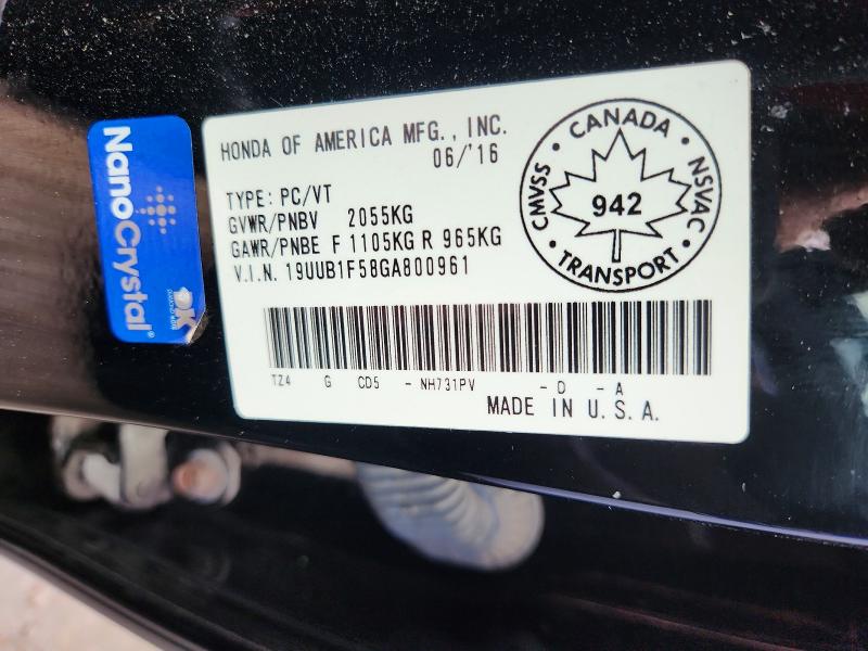 Продажа на аукционе авто 2016 Acura Tlx, vin: 19UUB1F58GA800961, номер лота: 57957306