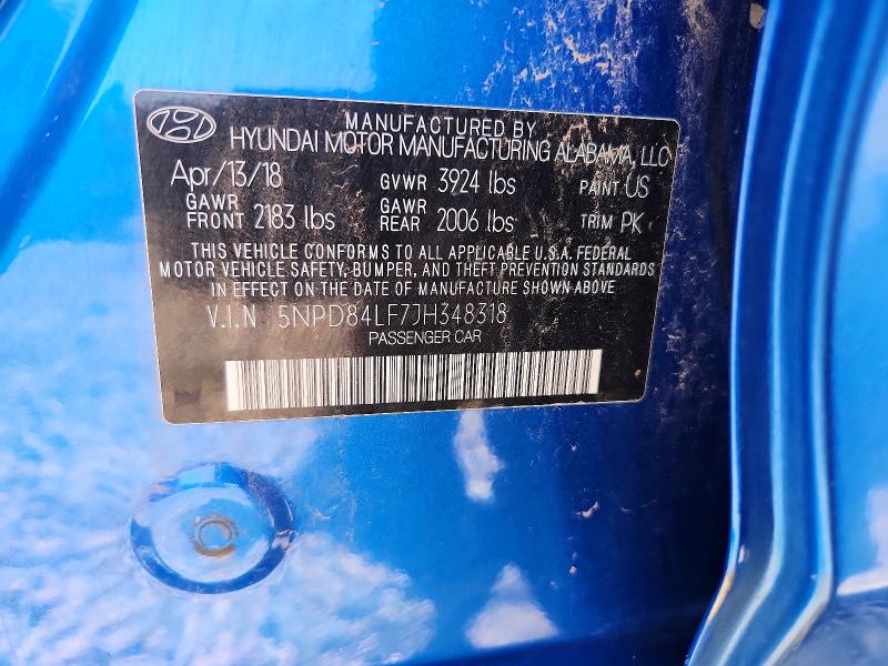 Продажа на аукционе авто 2018 Hyundai Elantra, vin: 5NPD84LF7JH348318, номер лота: 59983936