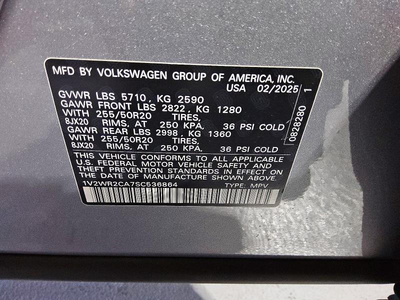 Aukcja sprzedaży 2025 Volkswagen Atlas, vin: 1V2WR2CA7SC536864, numer aukcji: 61814806
