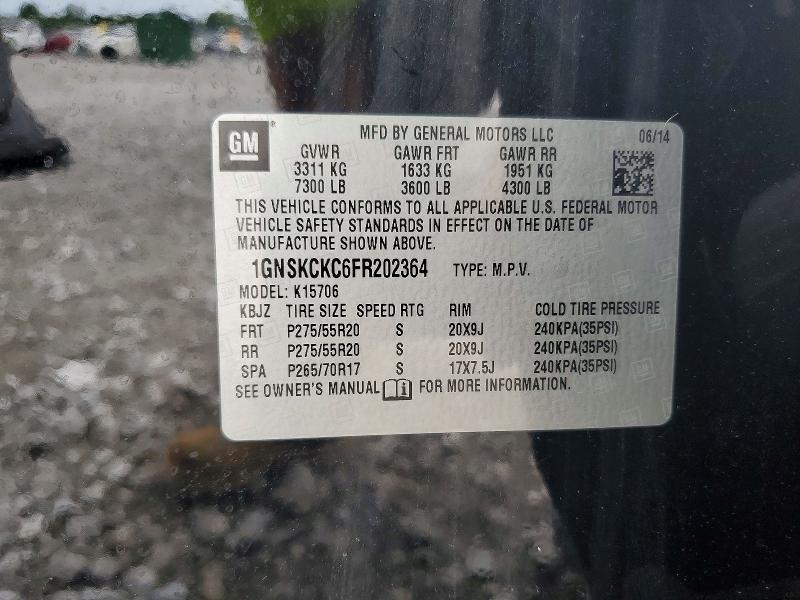 Aukcja sprzedaży 2015 Chevrolet Tahoe, vin: 1GNSKCKC6FR202364, numer aukcji: 61210986