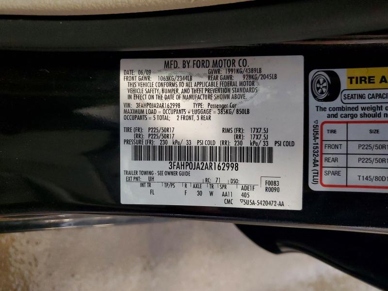 Aukcja sprzedaży 2010 Ford Fusion, vin: 3FAHP0JA2AR162998, numer aukcji: 60271096