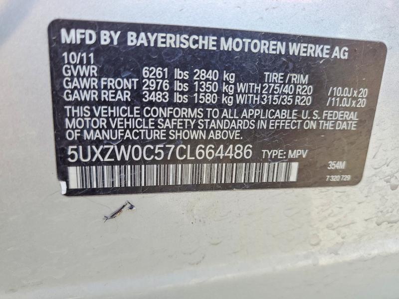 Продаж на аукціоні авто 2012 Bmw X5, vin: 5UXZW0C57CL664486, номер лоту: 62293376