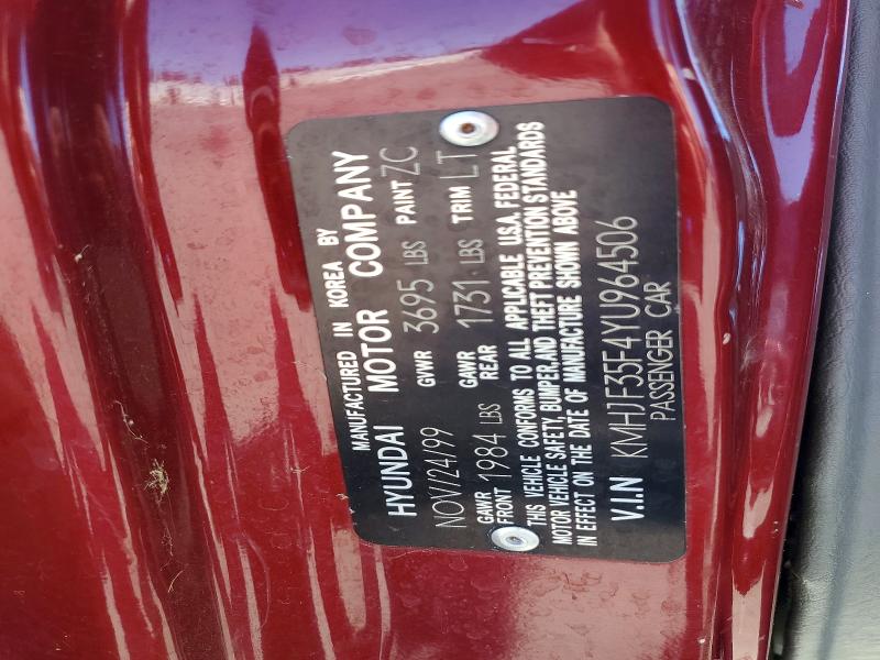 Aukcja sprzedaży 2000 Hyundai Elantra, vin: KMHJF35F4YU964506, numer aukcji: 62574216