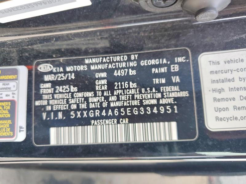 60844086 :رقم المزاد ، 5XXGR4A65EG334951 vin ، 2014 Kia Optima مزاد بيع