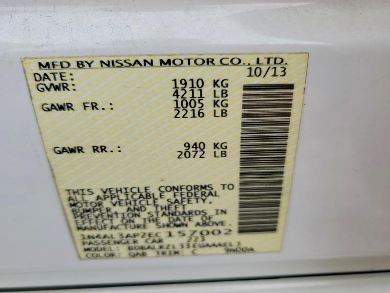 Продажа на аукционе авто 2014 Nissan Altima, vin: 1N4AL3AP2EC157002, номер лота: 62744866
