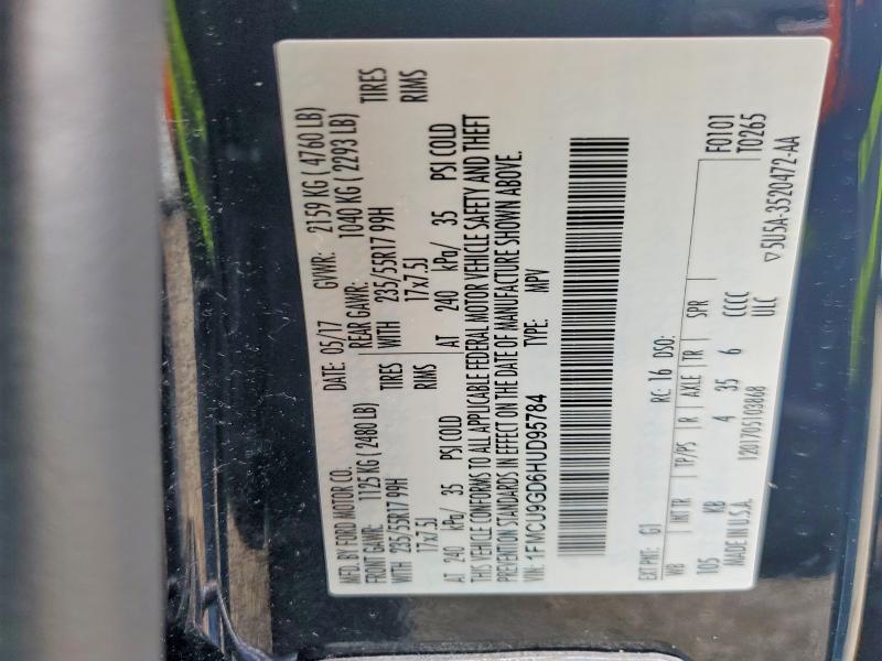 Aukcja sprzedaży 2017 Ford Escape, vin: 1FMCU9GD6HUD95784, numer aukcji: 61770006
