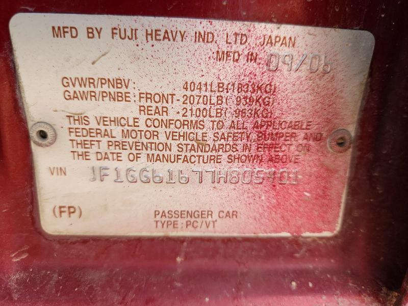 Aukcja sprzedaży 2007 Subaru Impreza, vin: JF1GG61677H805401, numer aukcji: 59792316