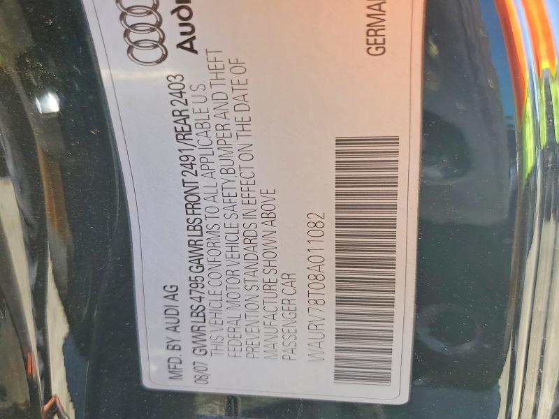 62618516 :رقم المزاد ، WAURV78T08A011082 vin ، 2008 Audi S5 مزاد بيع
