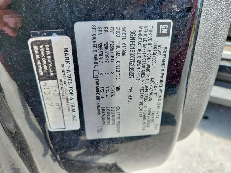 Aukcja sprzedaży 2007 Chevrolet Suburban, vin: 3GNFC160X7G289237, numer aukcji: 61927096