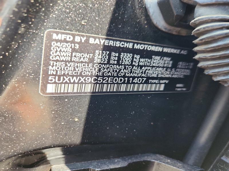 62810146 :رقم المزاد ، 5UXWX9C52E0D11407 vin ، 2014 Bmw X3 مزاد بيع