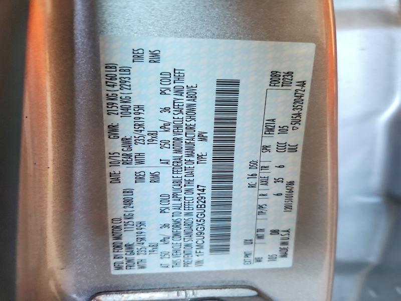 2016 Ford Escape მანქანა იყიდება აუქციონზე, vin: 1FMCU9GX5GUB29147, აუქციონის ნომერი: 61374886