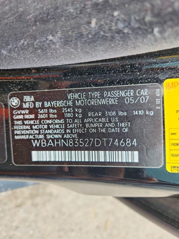 Aukcja sprzedaży 2007 Bmw 750, vin: WBAHN83527DT74684, numer aukcji: 61884636