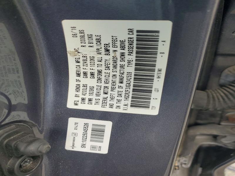 Aukcja sprzedaży 2016 Honda Accord, vin: 1HGCR2F3XGA242509, numer aukcji: 60507186