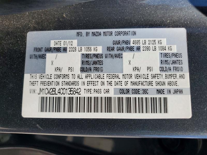 Продаж на аукціоні авто 2012 Mazda 5, vin: JM1CW2BL4C0135842, номер лоту: 61434226