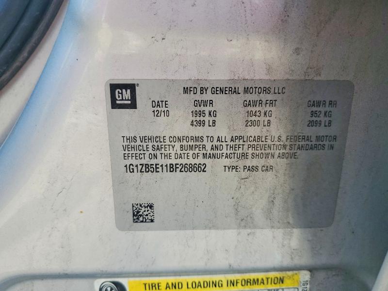 60693546 :رقم المزاد ، 1G1ZB5E11BF268662 vin ، 2011 Chevrolet Malibu مزاد بيع