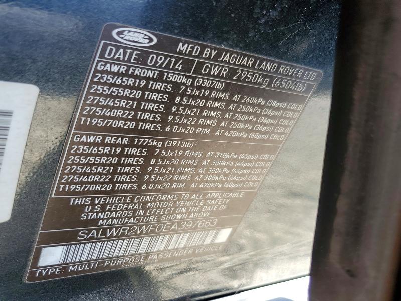 Aukcja sprzedaży 2014 Land Rover Range Rover Sport, vin: SALWR2WF0EA397663, numer aukcji: 63003566