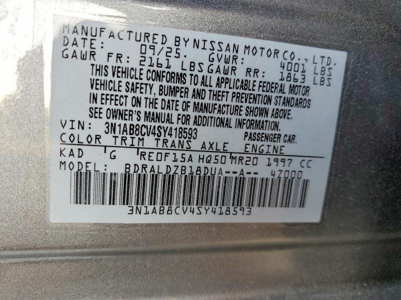 Продаж на аукціоні авто 2025 Nissan Sentra, vin: 3N1AB8CV4SY418593, номер лоту: 59910826