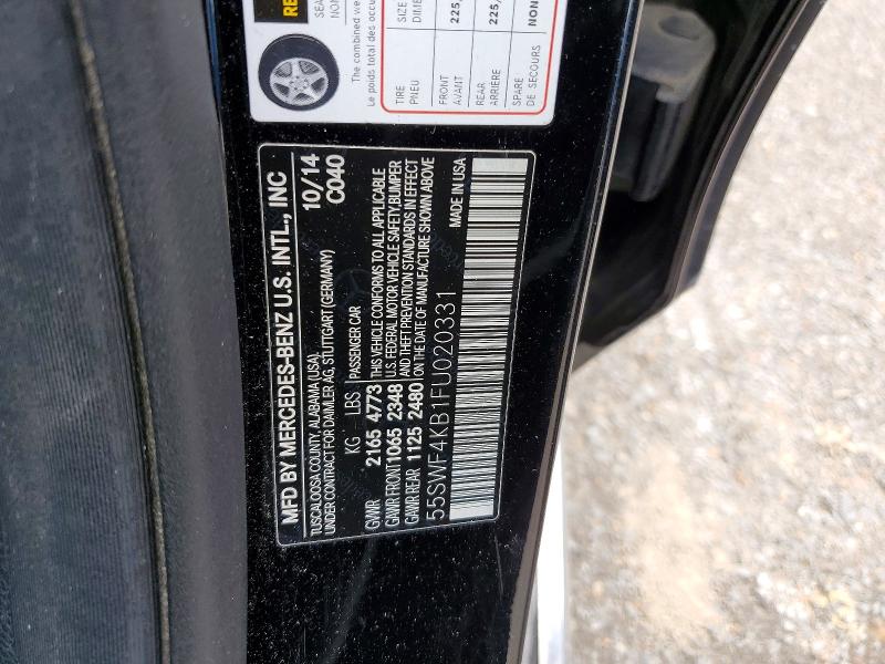 59355856 :رقم المزاد ، 55SWF4KB1FU020331 vin ، 2015 Mercedes-benz C مزاد بيع