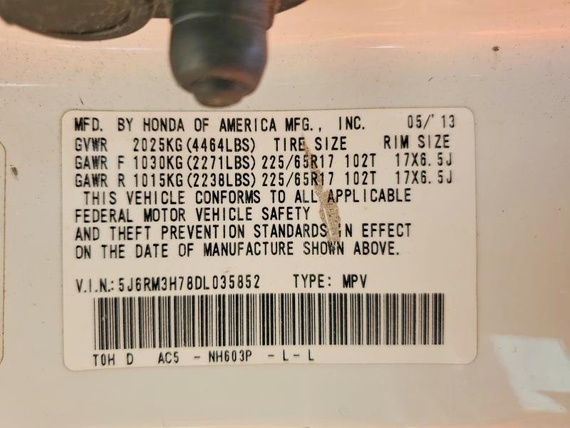 2013 Honda Cr-v მანქანა იყიდება აუქციონზე, vin: 5J6RM3H78DL035852, აუქციონის ნომერი: 60620366