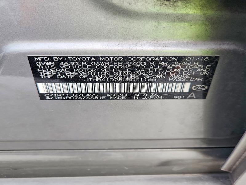61858396 :رقم المزاد ، JTHBA1D28J5071165 vin ، 2018 Lexus Is مزاد بيع
