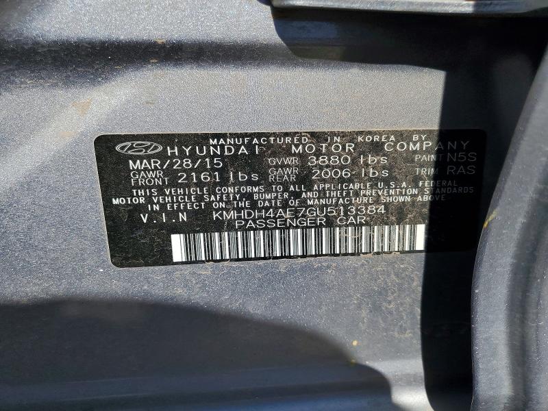 61860216 :رقم المزاد ، KMHDH4AE7GU513384 vin ، 2016 Hyundai Elantra مزاد بيع
