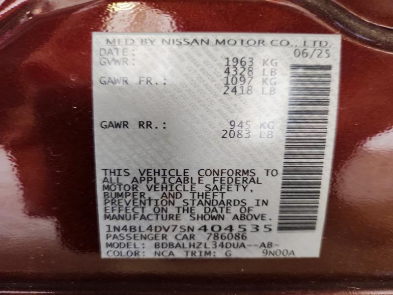Aukcja sprzedaży 2025 Nissan Altima, vin: 1N4BL4DV7SN404535, numer aukcji: 63195496