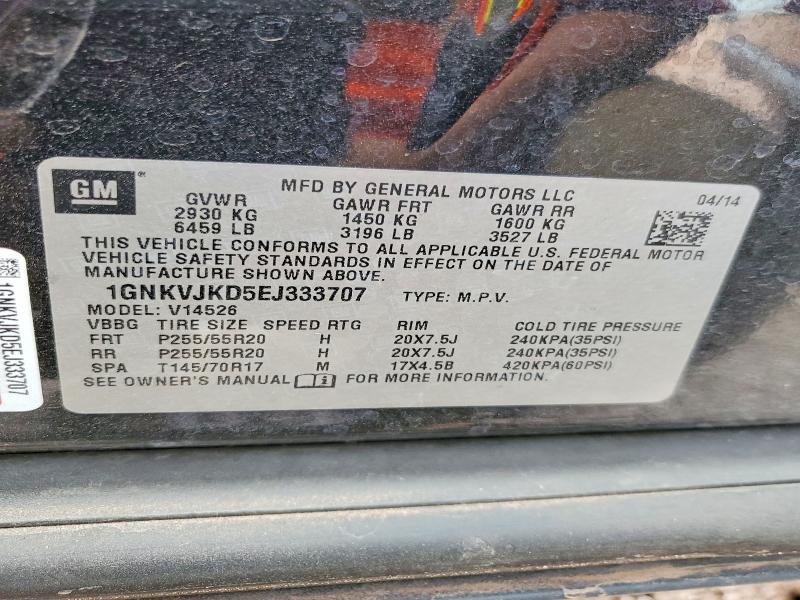 61221976 :رقم المزاد ، 1GNKVJKD5EJ333707 vin ، 2014 Chevrolet Traverse مزاد بيع