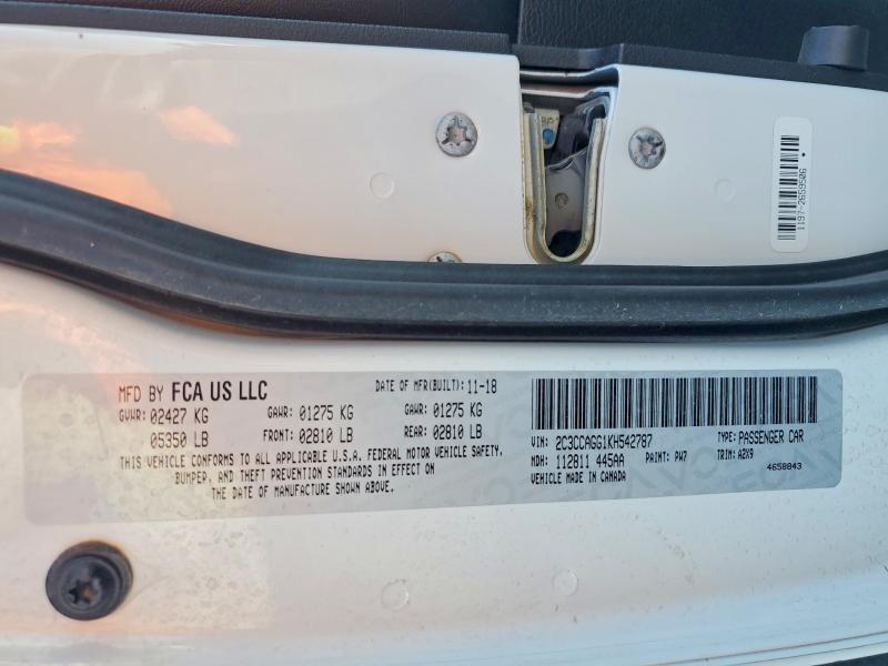 Aukcja sprzedaży 2019 Chrysler 300, vin: 2C3CCAGG1KH542787, numer aukcji: 61635156
