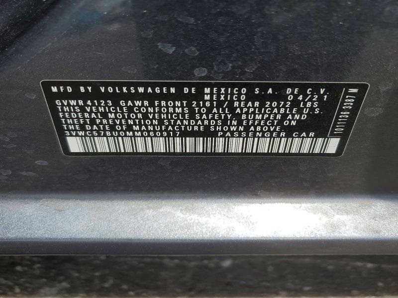 59675486 :رقم المزاد ، 3VWC57BU0MM060917 vin ، 2021 Volkswagen Jetta مزاد بيع