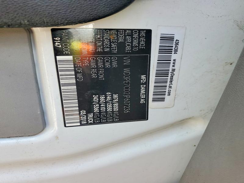 61784026 :رقم المزاد ، WD3PE7CD2JP607236 vin ، 2018 Mercedes-benz Sprinter مزاد بيع