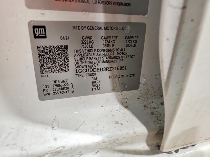 Aukcja sprzedaży 2024 Chevrolet Silverado, vin: 1GCUDDED3RZ316851, numer aukcji: 61412736