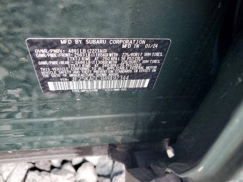 Aukcja sprzedaży 2024 Subaru Forester, vin: JF2SKACC3RH492344, numer aukcji: 62091086