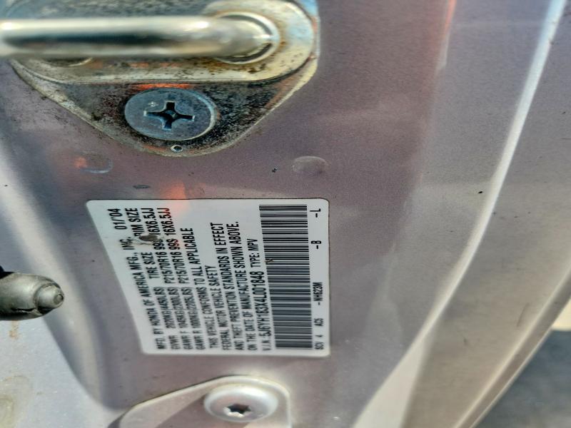 60155086 :رقم المزاد ، 5J6YH183X4L001848 vin ، 2004 Honda Element مزاد بيع