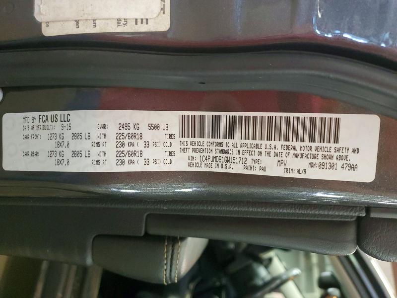 Продажа на аукционе авто 2016 Jeep Cherokee, vin: 1C4PJMDB1GW151712, номер лота: 60682796