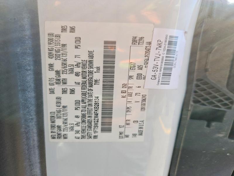 62293476 :رقم المزاد ، 1FTSW2ZM4FKB28134 vin ، 2015 Ford 350 مزاد بيع