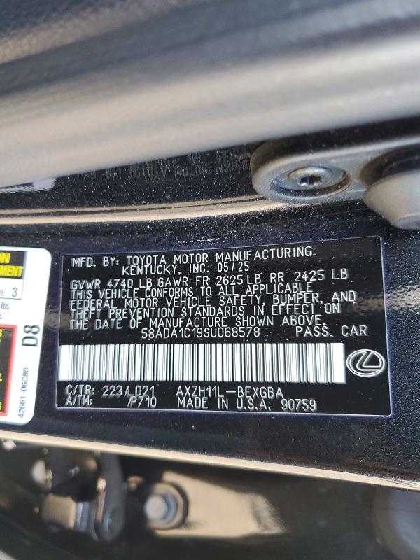 60662416 :رقم المزاد ، 58ADA1C19SU068578 vin ، 2025 Lexus Es 300h مزاد بيع