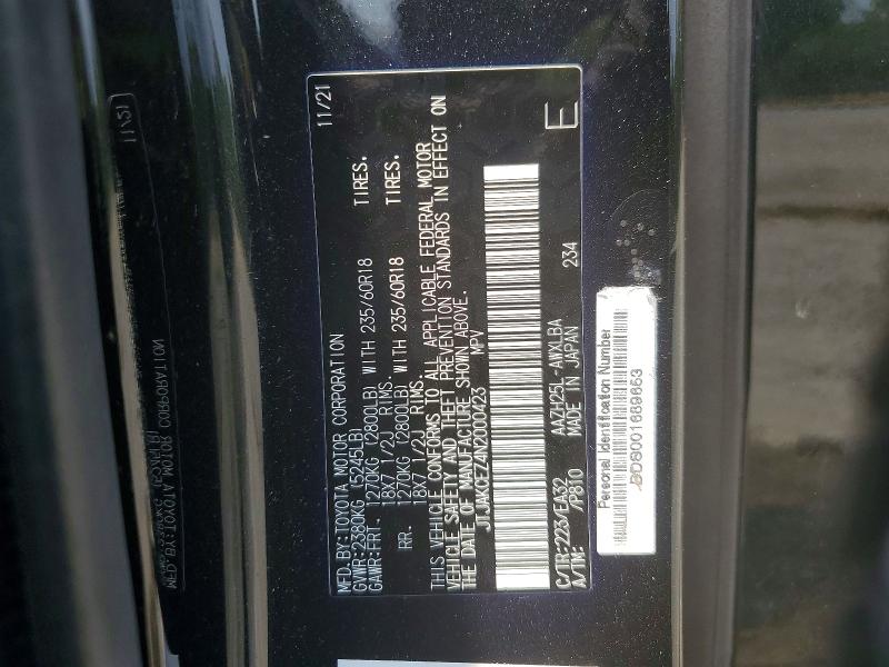 61418906 :رقم المزاد ، JTJAKCEZ4N2000423 vin ، 2022 Lexus Nx مزاد بيع