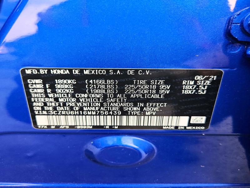 Aukcja sprzedaży 2021 Honda Hr-v, vin: 3CZRU6H16MM756439, numer aukcji: 61428256