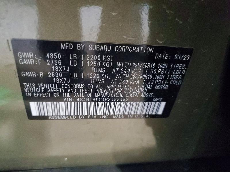 62986526 :رقم المزاد ، 4S4BTALC4P3188182 vin ، 2023 Subaru Outback مزاد بيع