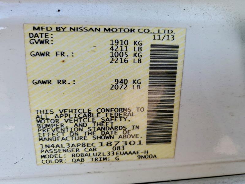 60511176 :رقم المزاد ، 1N4AL3AP8EC187301 vin ، 2014 Nissan Altima مزاد بيع