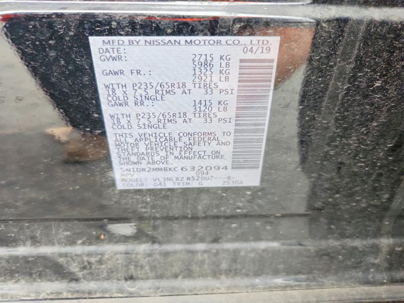 Aukcja sprzedaży 2019 Nissan Pathfinder, vin: 5N1DR2MM8KC632094, numer aukcji: 62872846
