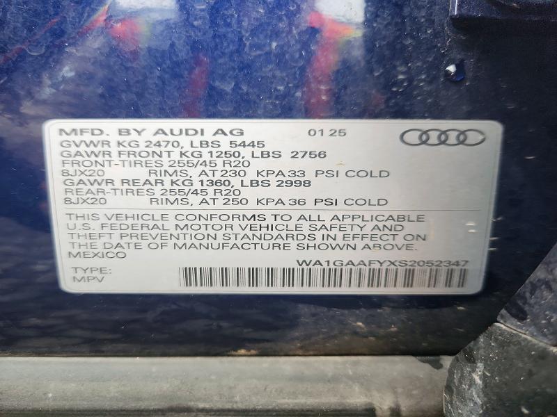61573656 :رقم المزاد ، WA1GAAFYXS2052347 vin ، 2025 Audi Q5 مزاد بيع