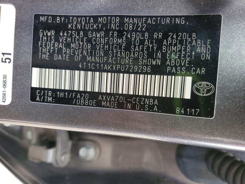 Aukcja sprzedaży 2023 Toyota Camry, vin: 4T1C11AKXPU729296, numer aukcji: 60177966