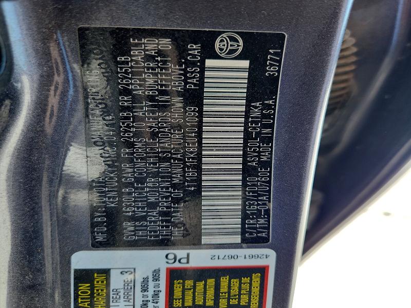 59972446 :رقم المزاد ، 4T1BF1FK8EU401099 vin ، 2014 Toyota Camry مزاد بيع