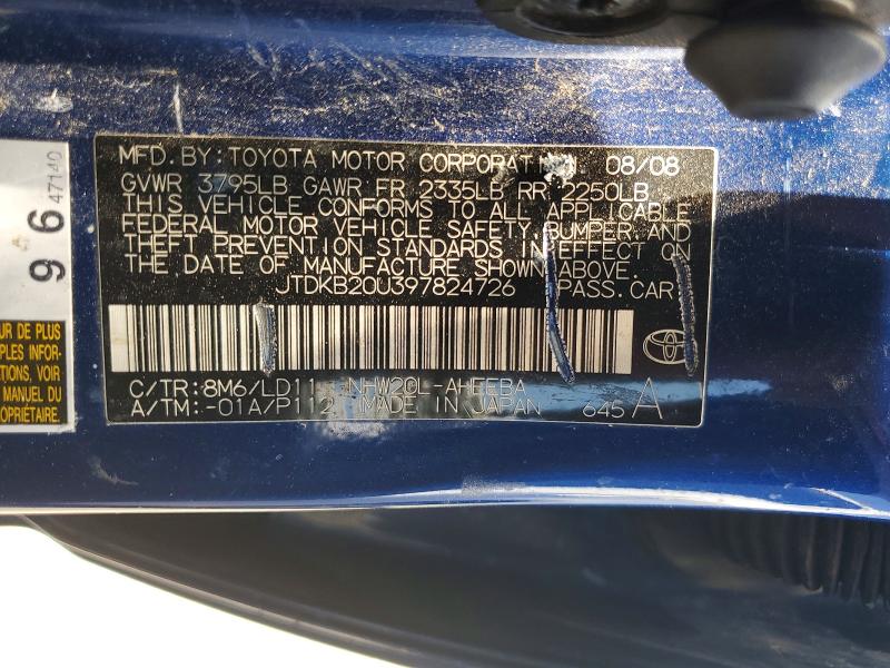 Продаж на аукціоні авто 2009 Toyota Prius, vin: JTDKB20U397824726, номер лоту: 60803676