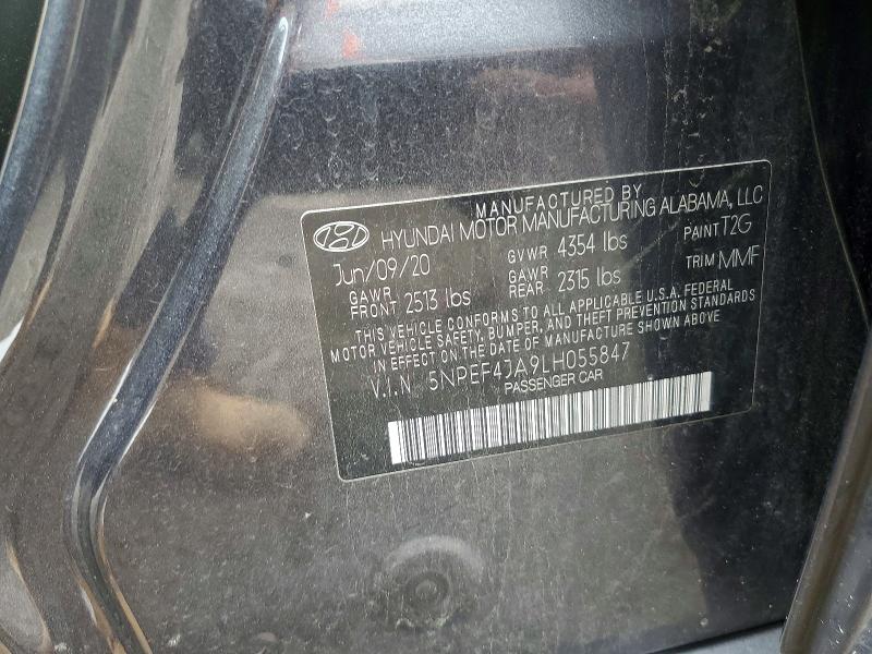 2020 Hyundai Sonata მანქანა იყიდება აუქციონზე, vin: 5NPEF4JA9LH055847, აუქციონის ნომერი: 60477126