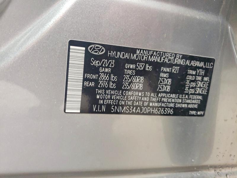 Aukcja sprzedaży 2023 Hyundai Santa Fe, vin: 5NMS34AJ0PH626396, numer aukcji: 60999246