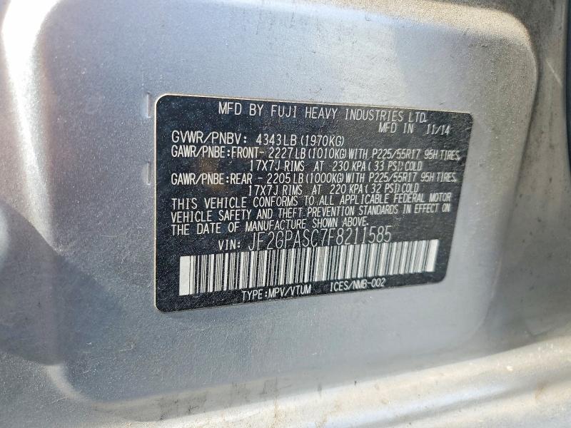 59620196 :رقم المزاد ، JF2GPASC7F8211585 vin ، 2015 Subaru Xv Crosstrek مزاد بيع