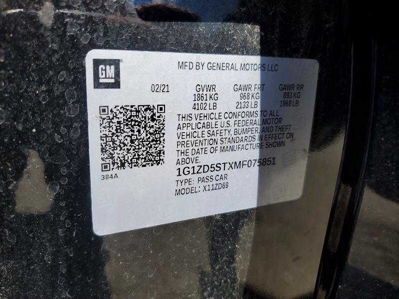 Продаж на аукціоні авто 2021 Chevrolet Malibu, vin: 1G1ZD5STXMF075851, номер лоту: 61039726