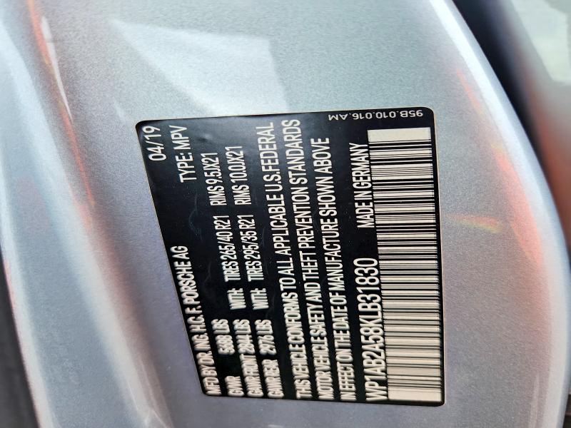 Aukcja sprzedaży 2019 Porsche Macan, vin: WP1AB2A58KLB31830, numer aukcji: 60375676